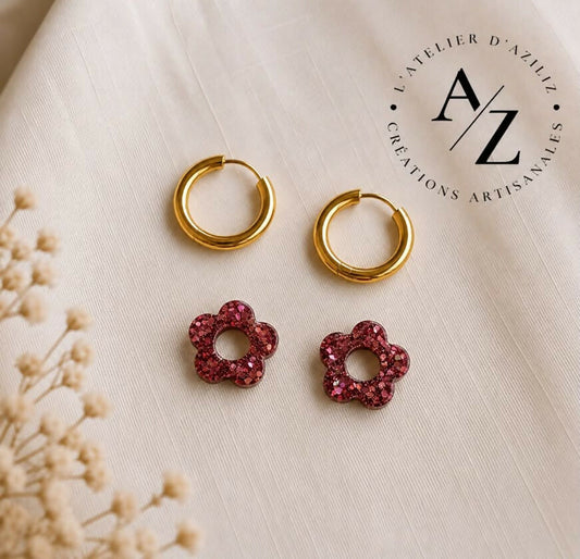 Boucles Fleura pailletés