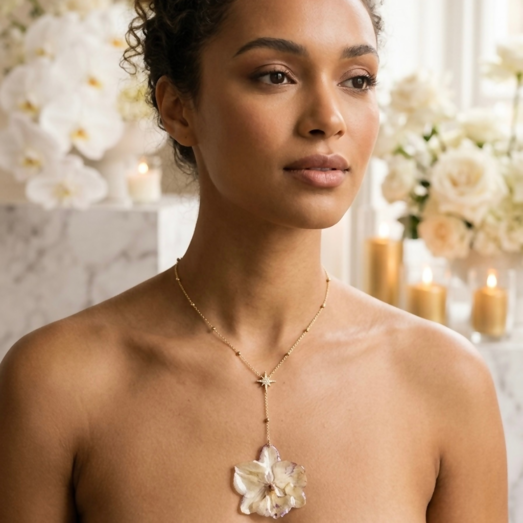 Collier orchidée mauve. Pièce unique A