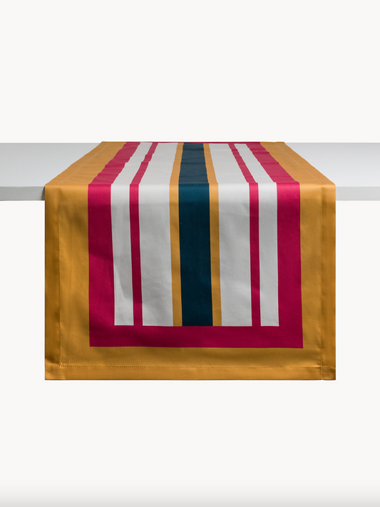 Chemin de table en satin de coton rayé