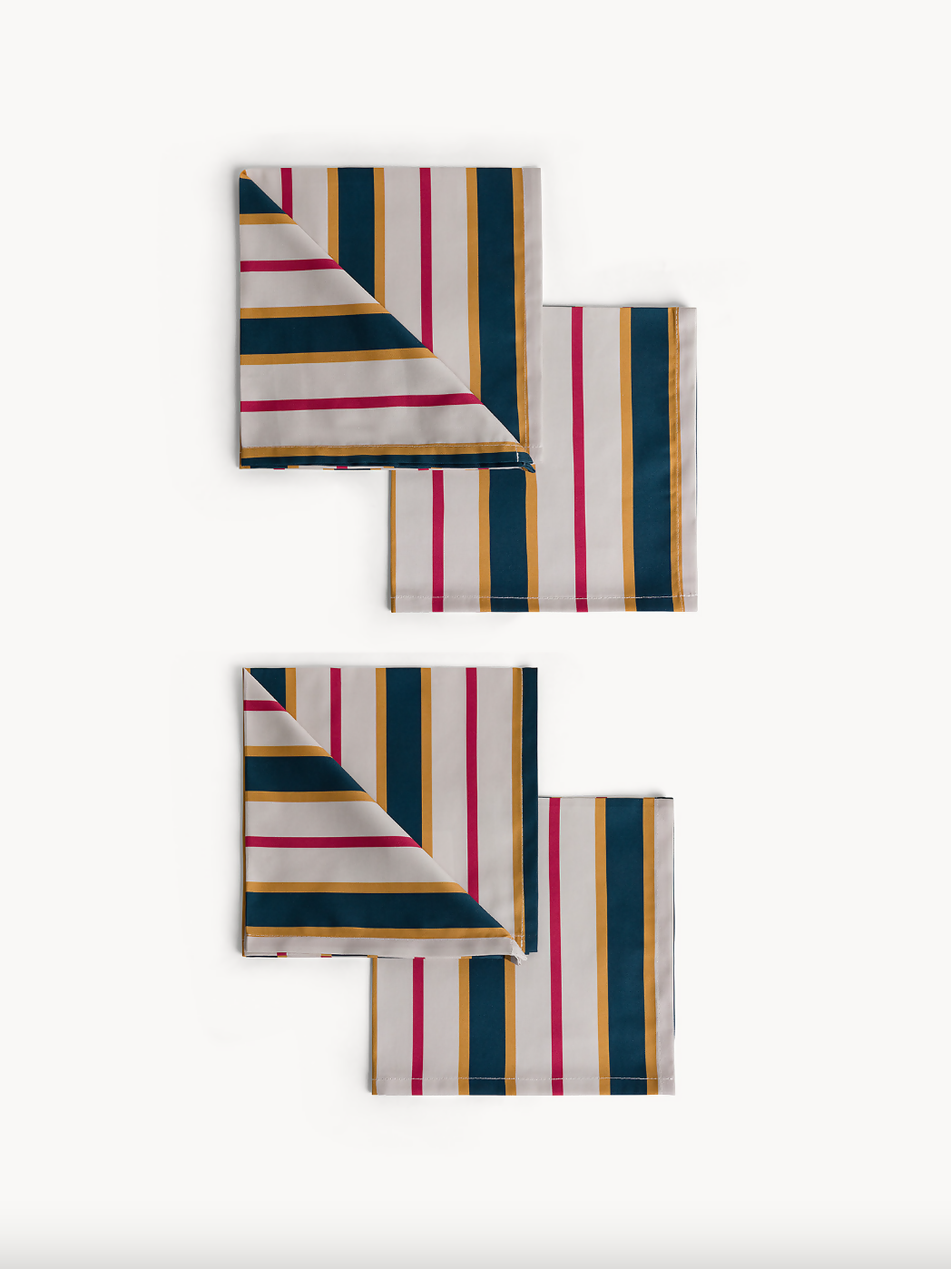 Lot de 4 serviettes de table en satin de coton rayé