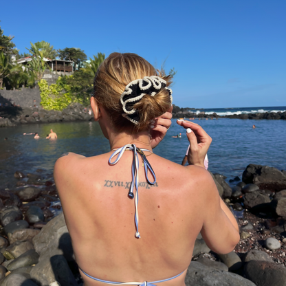 Chouchou Bleu gris & Marron