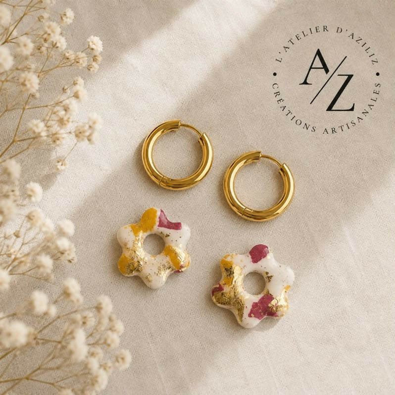 Boucles Fleura à 6 pétales