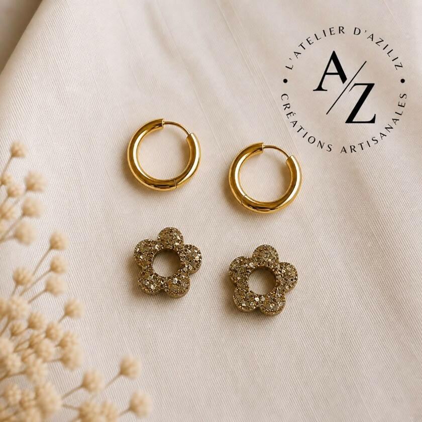 Boucles Fleura pailletés
