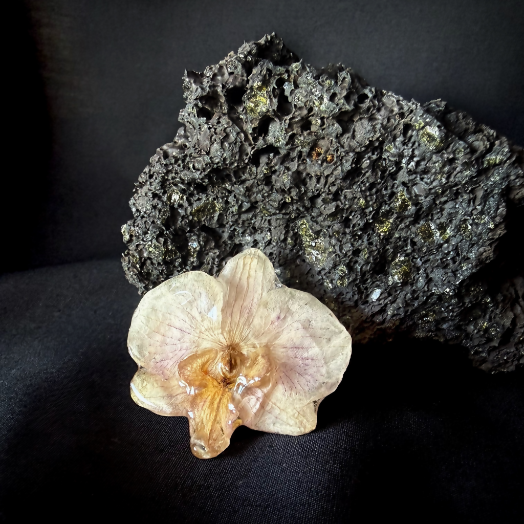 Bague orchidée blanc/mauve. Pièce unique A