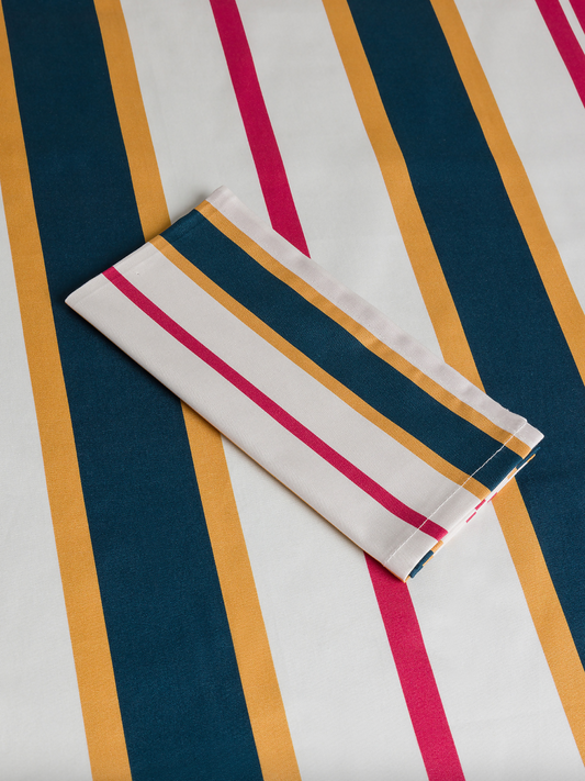 Nappe en satin de coton rayé