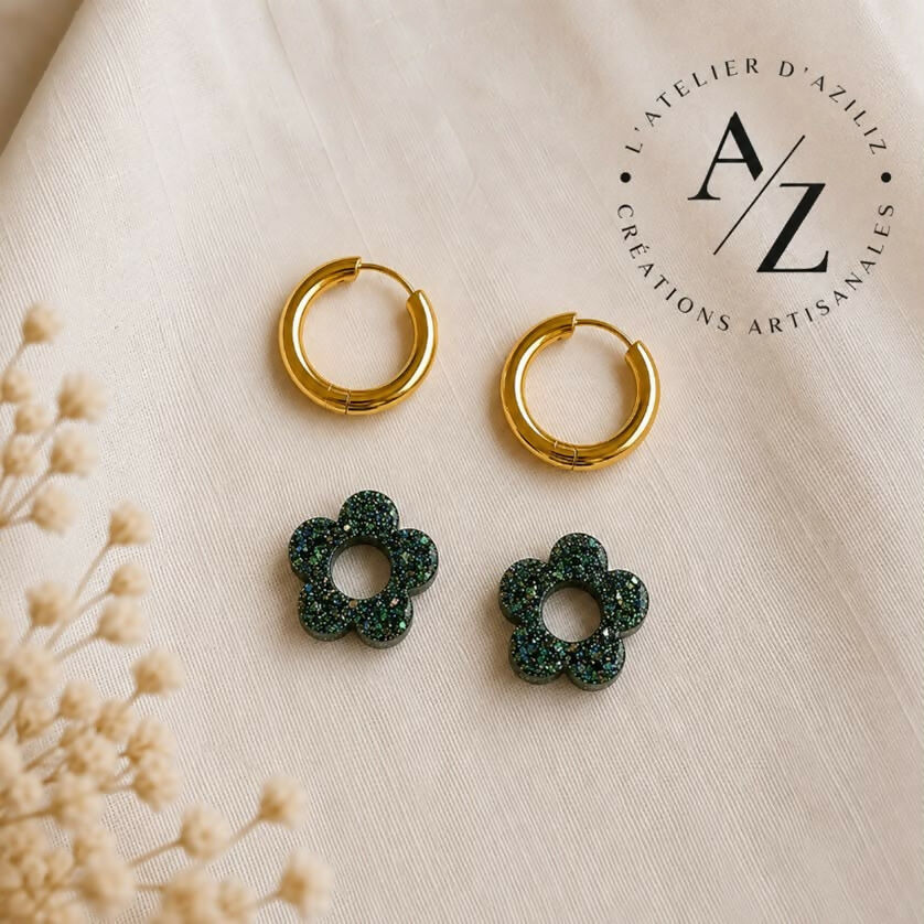 Boucles Fleura pailletés