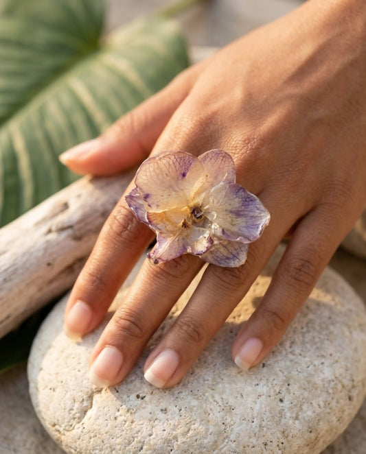 Bague orchidée mauve. Pièce unique B