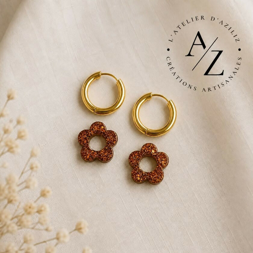 Boucles Fleura pailletés