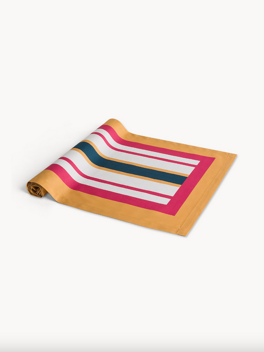 Chemin de table en satin de coton rayé